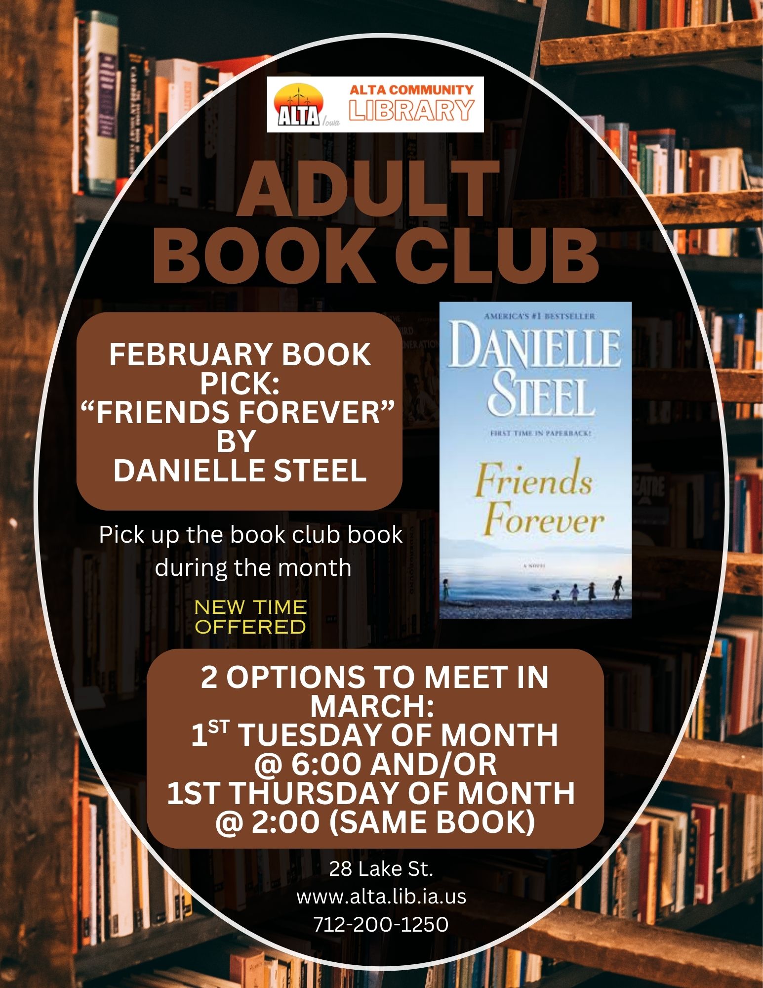 NEW OFFERING - 1st Tuesday and 1st Thursday of the month adult book club discussion